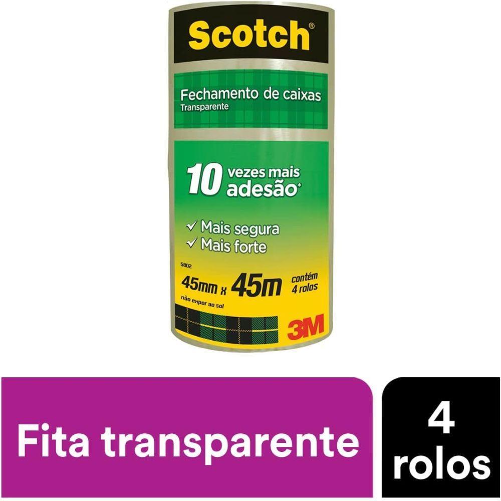Fita Larga Adesiva 3m 45mm X 45m Com 4 Rolos Scotch 3m - 3