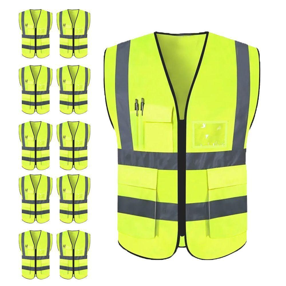 Colete Sinalizador Faixa Kit 10 Unidades Refletivo Segurança Epi Blusao Fluorescente Obra Trabalho - 1