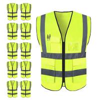 Colete Sinalizador Faixa Kit 10 Unidades Refletivo Segurança Epi Blusao Fluorescente Obra Trabalho - 1