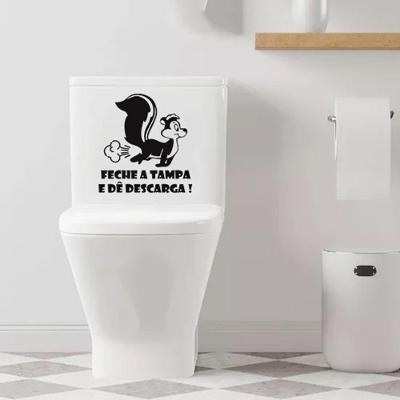 Adesivo Vinil Decorativo Tampa De Vaso Sanitário Feche A Tampa Cor Preto