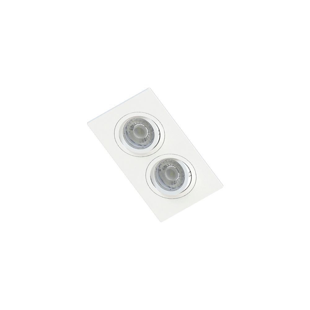 Spot De Embutir Plano Save Energy Para 2 Lâmpadas Mr16 Gu10 Bivolt Branco - 1