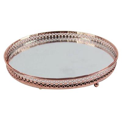Bandeja Espelhada com Metal Cobre 20,5cm X 20,5cm X 3,1cm