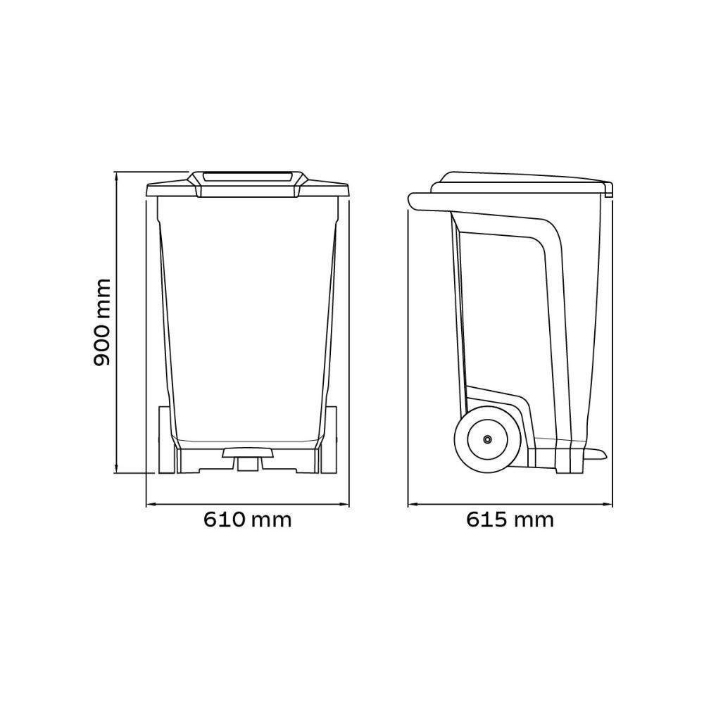 Lixeira Tramontina Coleta Seletiva Vermelho Com Rodas 100 L - 2