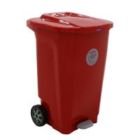 Lixeira Tramontina Coleta Seletiva Vermelho Com Rodas 100 L - 1