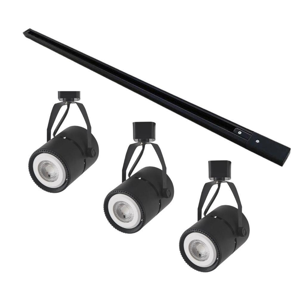 Kit Trilho Eletrificado 1m + 3 Spots Par20 - Nordecor Preto - 1