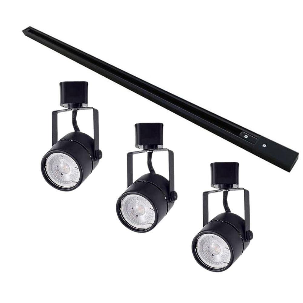 Kit Trilho Eletrificado 1m + 3 Spots Mr16 Gu10 - Nordecor Preto - 1