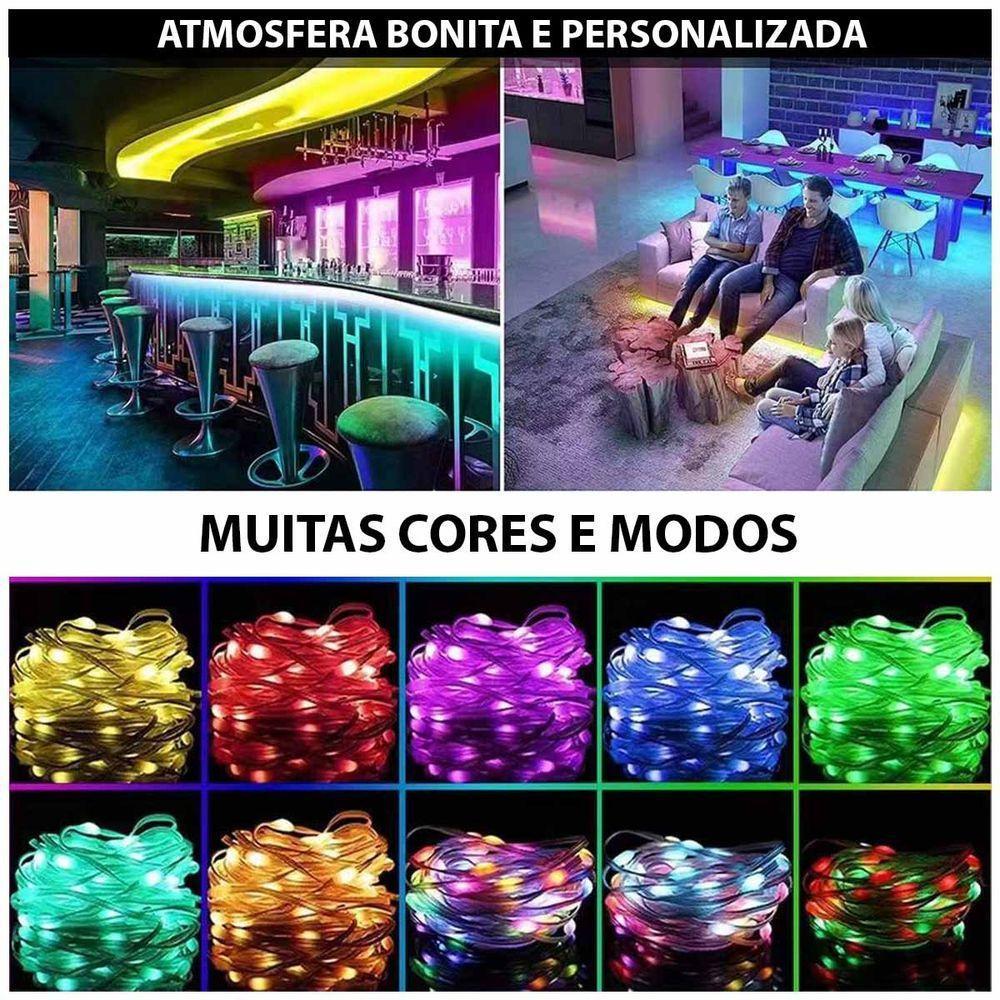 Fita Led Smart Aplicativo App Celular 20 Metros Cores Rgb Ajustavel Fio De Fada Pisca Pisca - 3