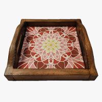 Bandeja Café Da Manhã Madeira Maciça Com Azulejo Azulejo G5 - 2