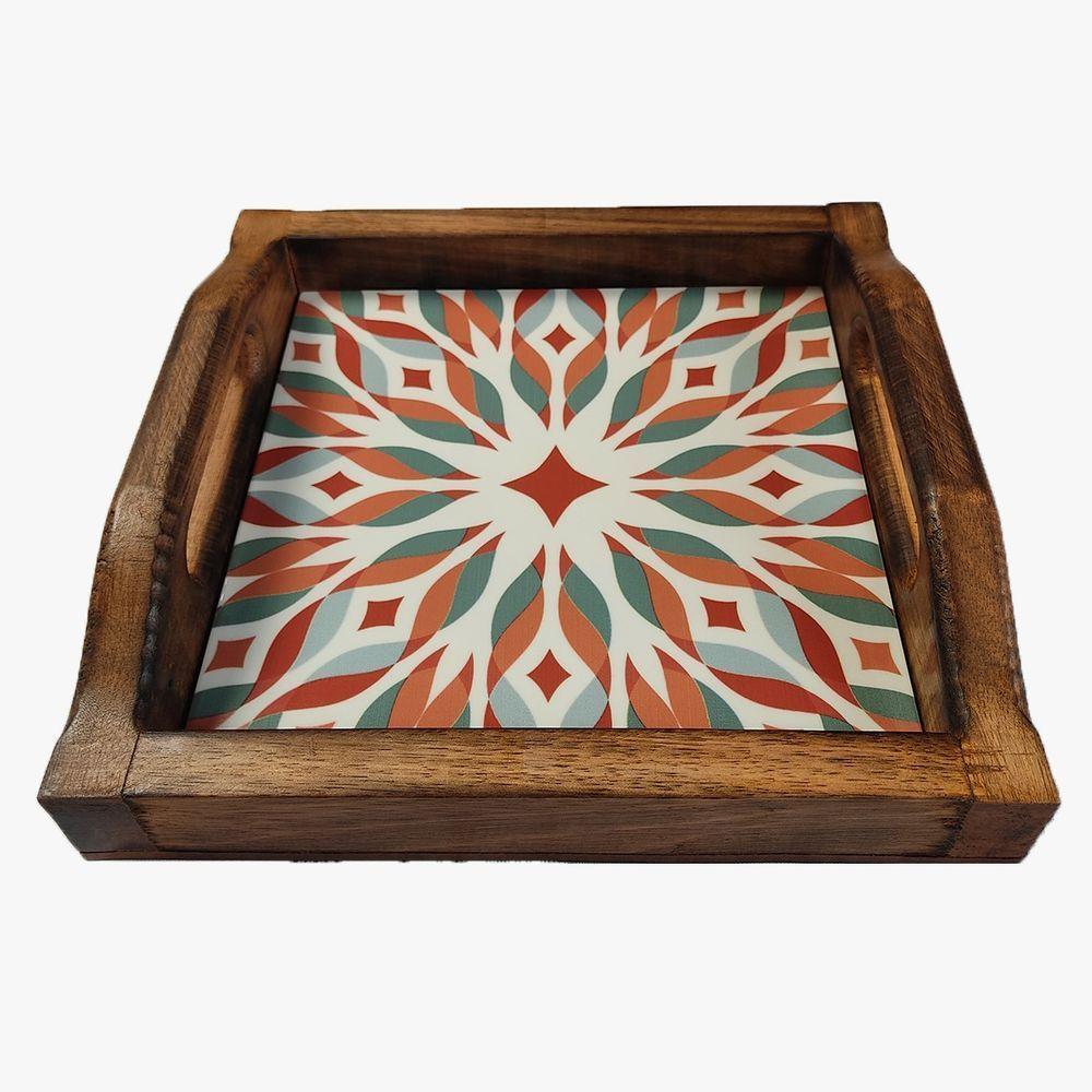 Bandeja Café Da Manhã Madeira Maciça Com Azulejo Azulejo G1 - 2