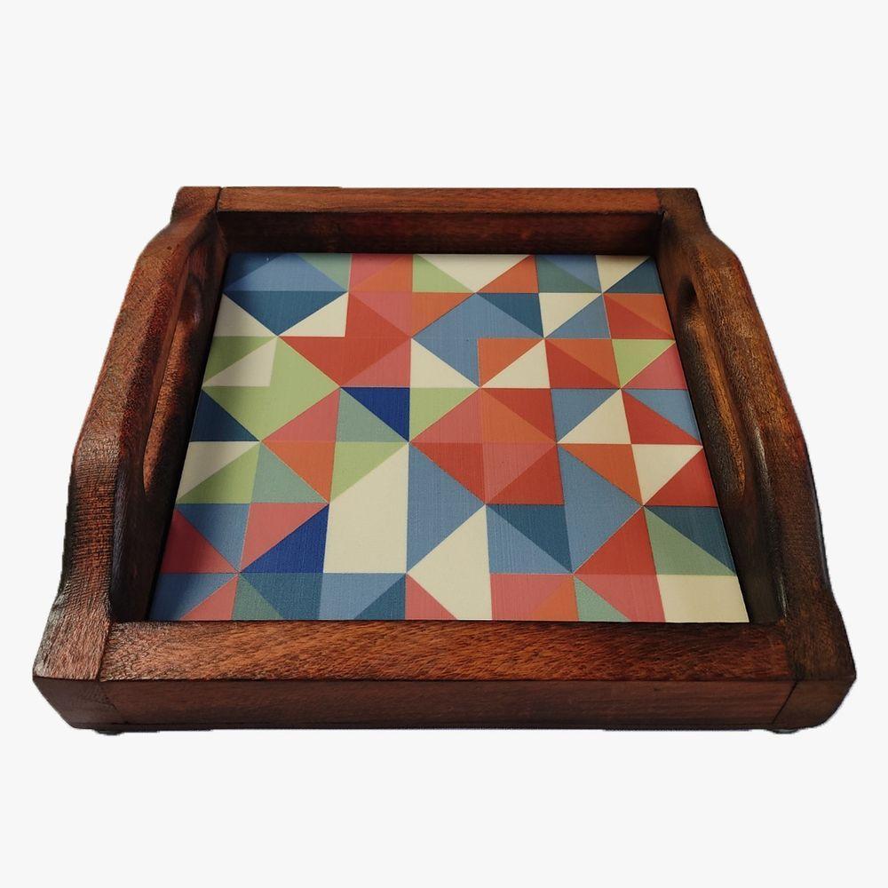 Bandeja Café Da Manhã Madeira Maciça Com Azulejo Azulejo G7 - 1