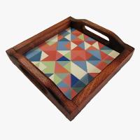 Bandeja Café Da Manhã Madeira Maciça Com Azulejo Azulejo G7 - 2