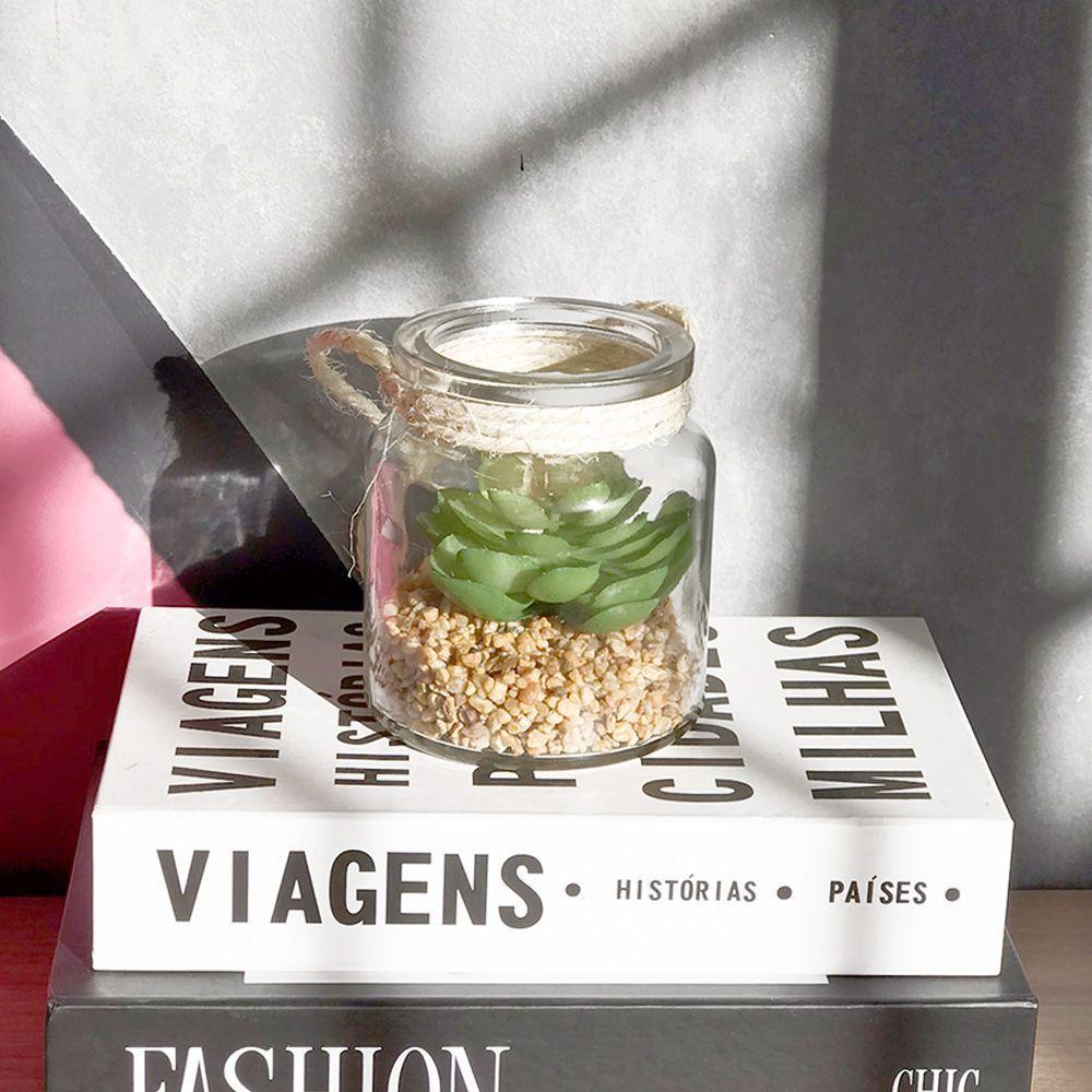 Folhagem Suculenta De Pendurar Com Vaso De Vidro Verde 11,5 Cm F04 - D'rossi - 6