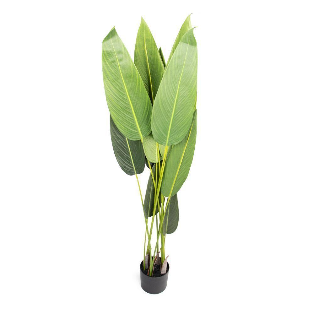 Planta Artificial Estrelícia Folhas Com Pote X12 Verde 130 Cm F04 - D'rossii - 1