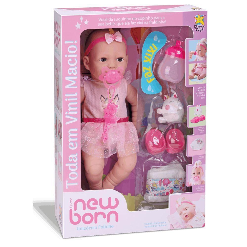 Boneca Diver New Born Unicórnio - Divertoys - 2