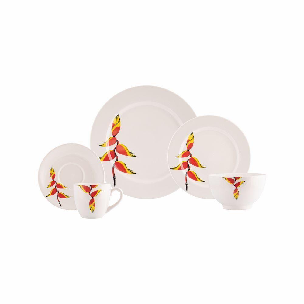 Jogo De Jantar 20 Peças Tropical Porcelana Real By Schmidt - 1