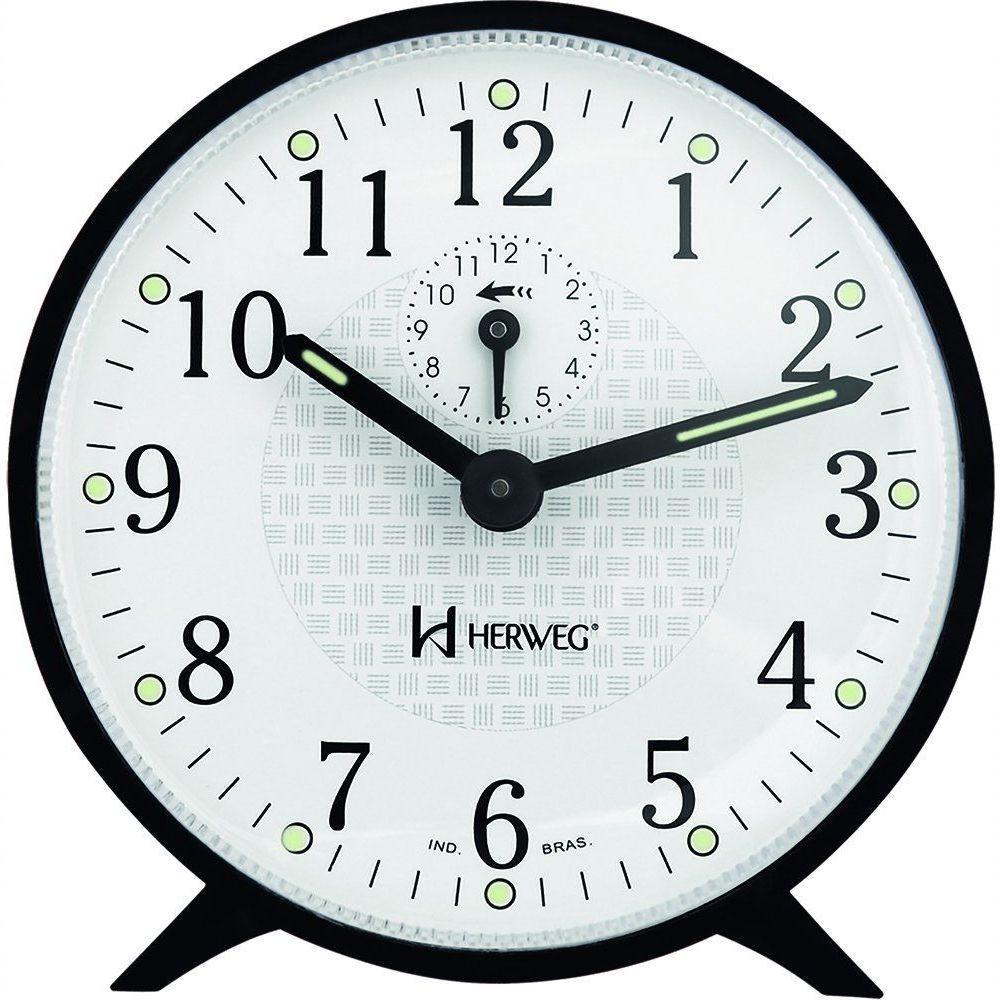 Relogio Despertador Herweg 2220 Mecânico A Cordas Preto - 1
