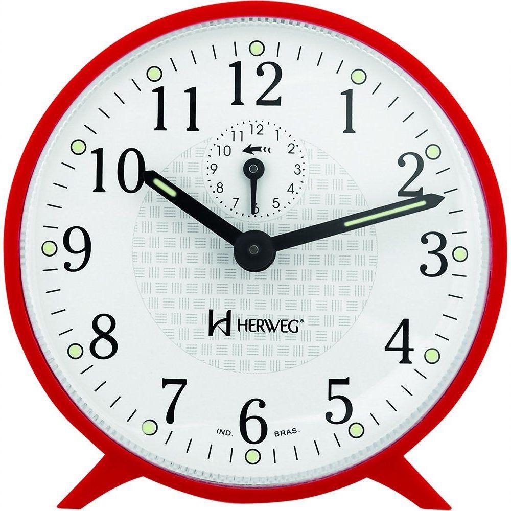 Relogio Despertador Herweg 2220 Mecânico A Cordas Vermelho - 1