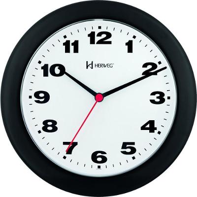 Relógio De Parede 21cm Plástico 6103 Herweg Preto