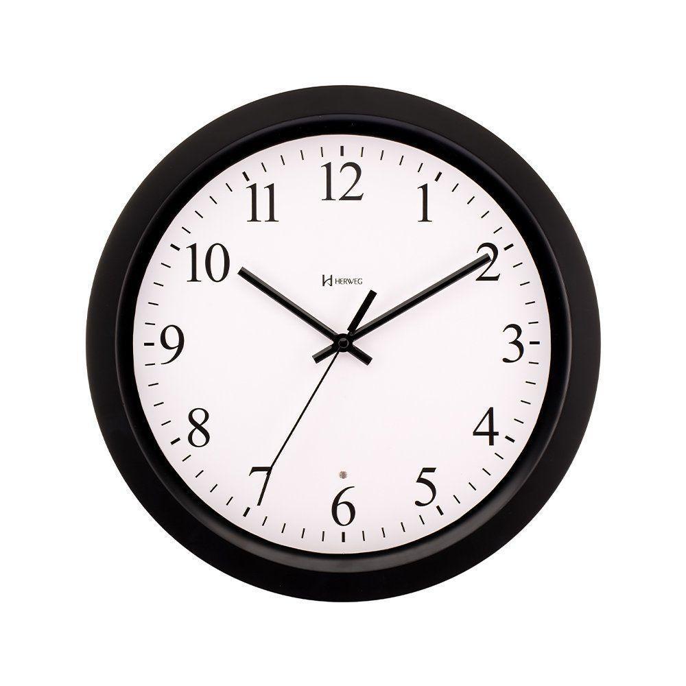 Relógio Parede Silencioso Herweg Com Iluminação Noturna 6848 Preto - 4