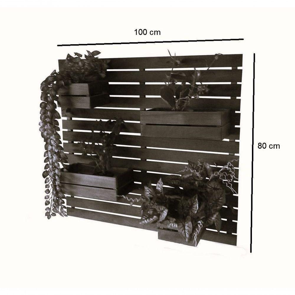 Floreira Jardim Vertical 100 X 80cm Com 4 Cachepot Em Madeira Maciça Rústico - 2