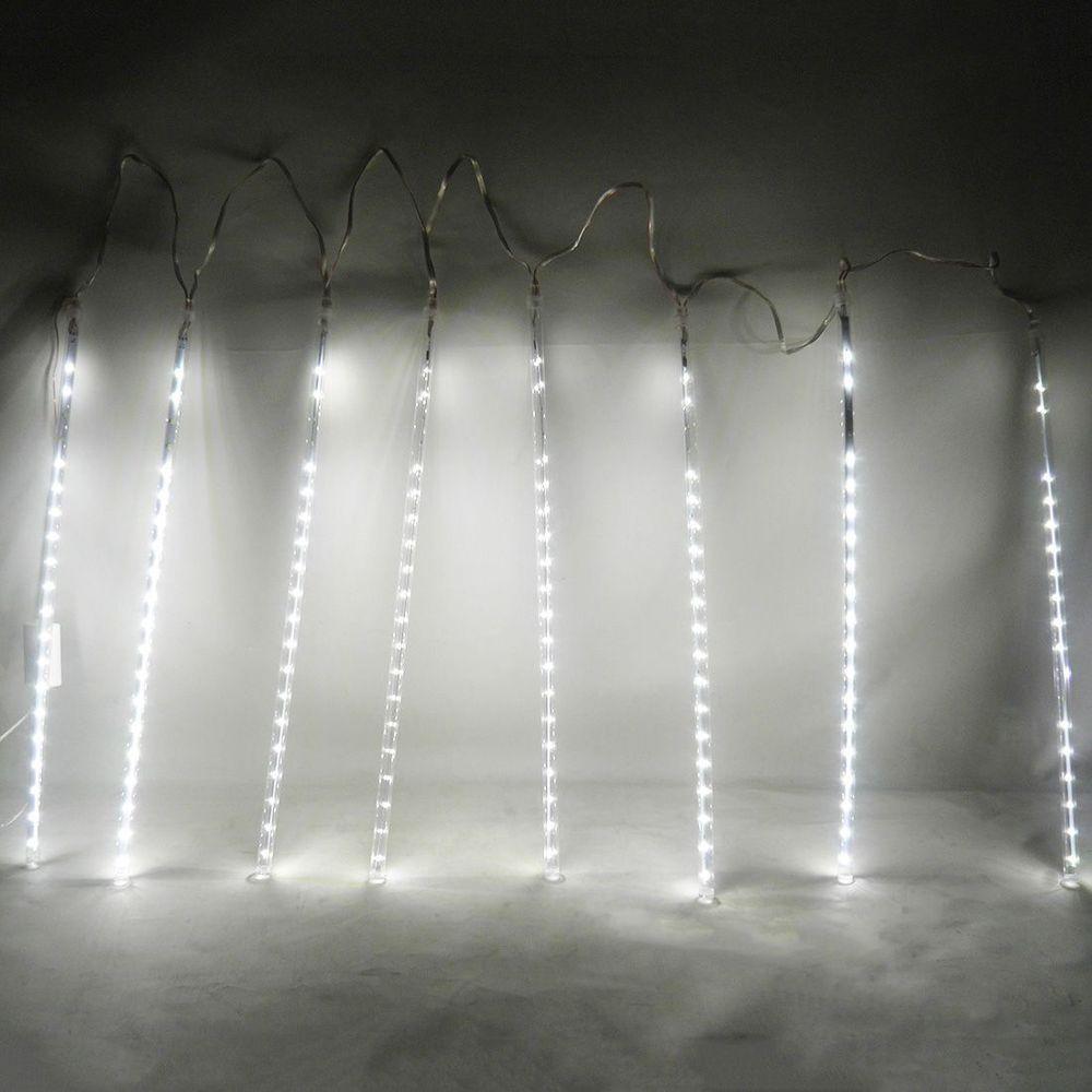 Cascata Pisca Pisca Natal Snow Fall Chuva De Neve 8 Tubos Branco 320 Leds - 4