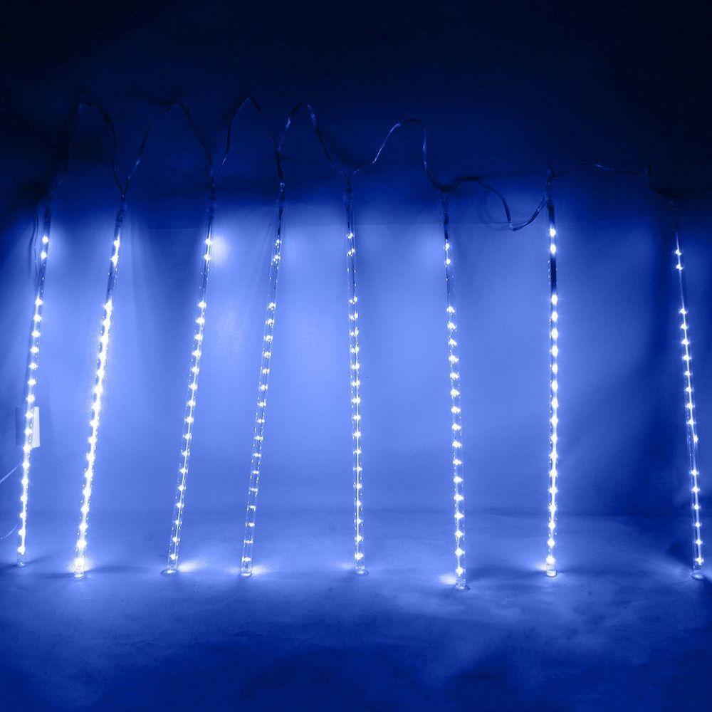 Cascata Pisca Pisca Chuva De Neve Natal 8 Tubos Azul 320 Leds Natalino - 2