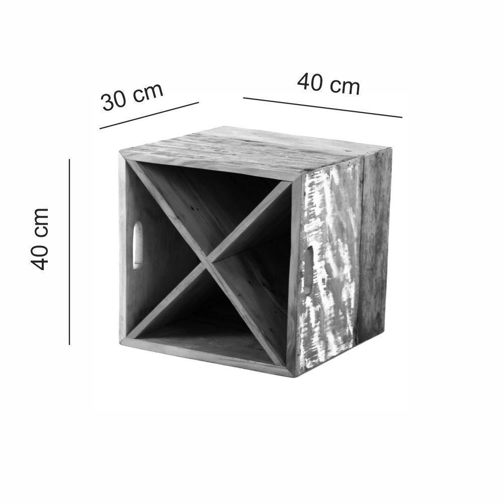Adega 12 Garrafas Modelo Caixote 40 Cm Madeira Maciça Com Pátina - 2
