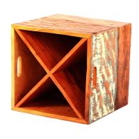 Adega 12 Garrafas Modelo Caixote 40 Cm Madeira Maciça Com Pátina - 1