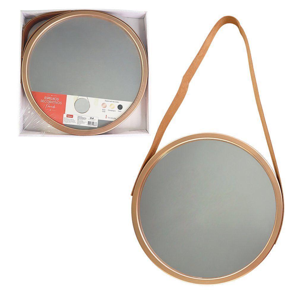 Espelho Decorativo Pequeno Redondo 33cm Rose Gold - 2