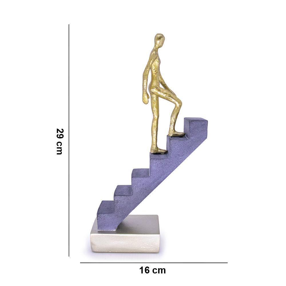 Escultura Decorativa Homem Escada Em Poliresina Dourado 16 Cm F04 - D'rossi - 2