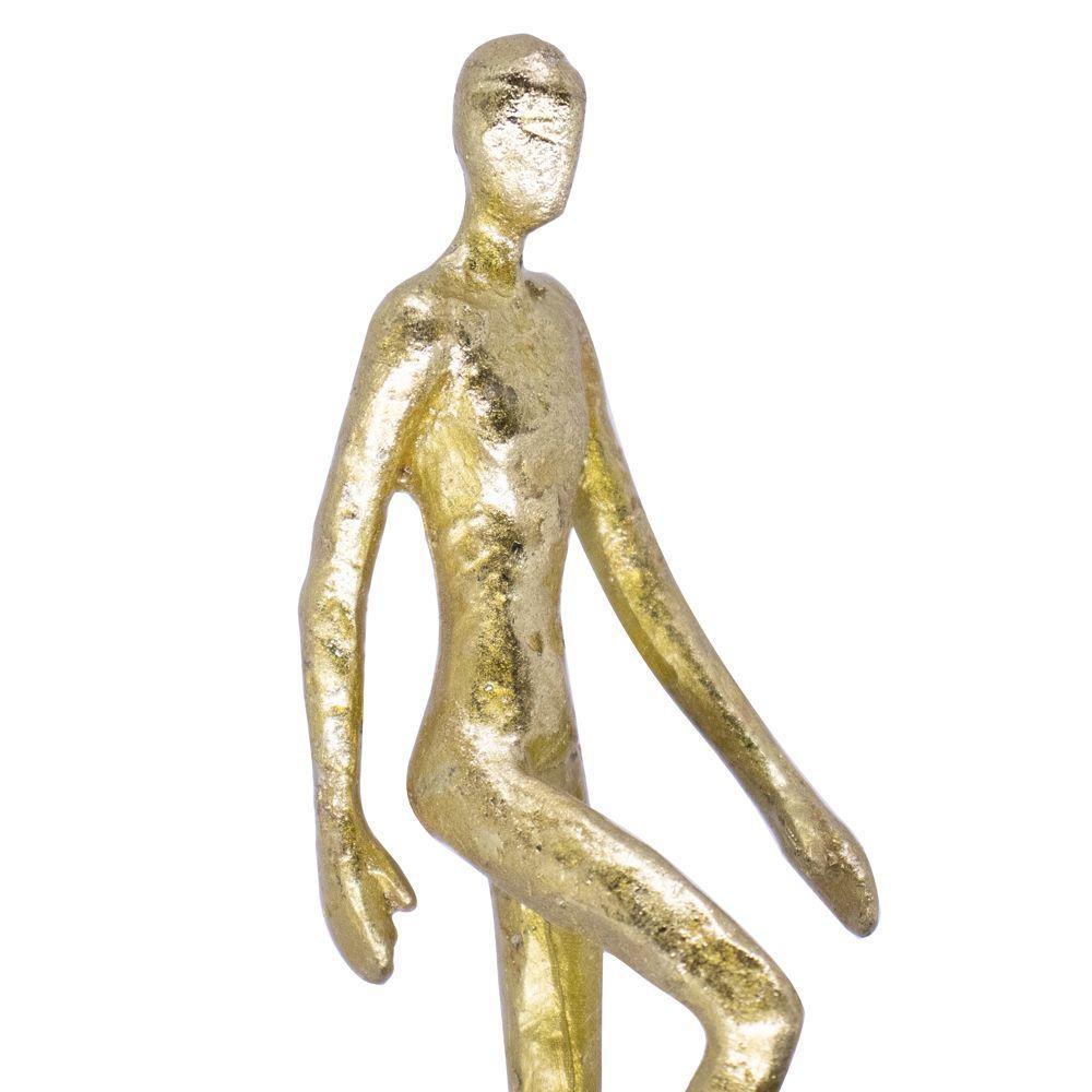 Escultura Decorativa Homem Escada Em Poliresina Dourado 16 Cm F04 - D'rossi - 4