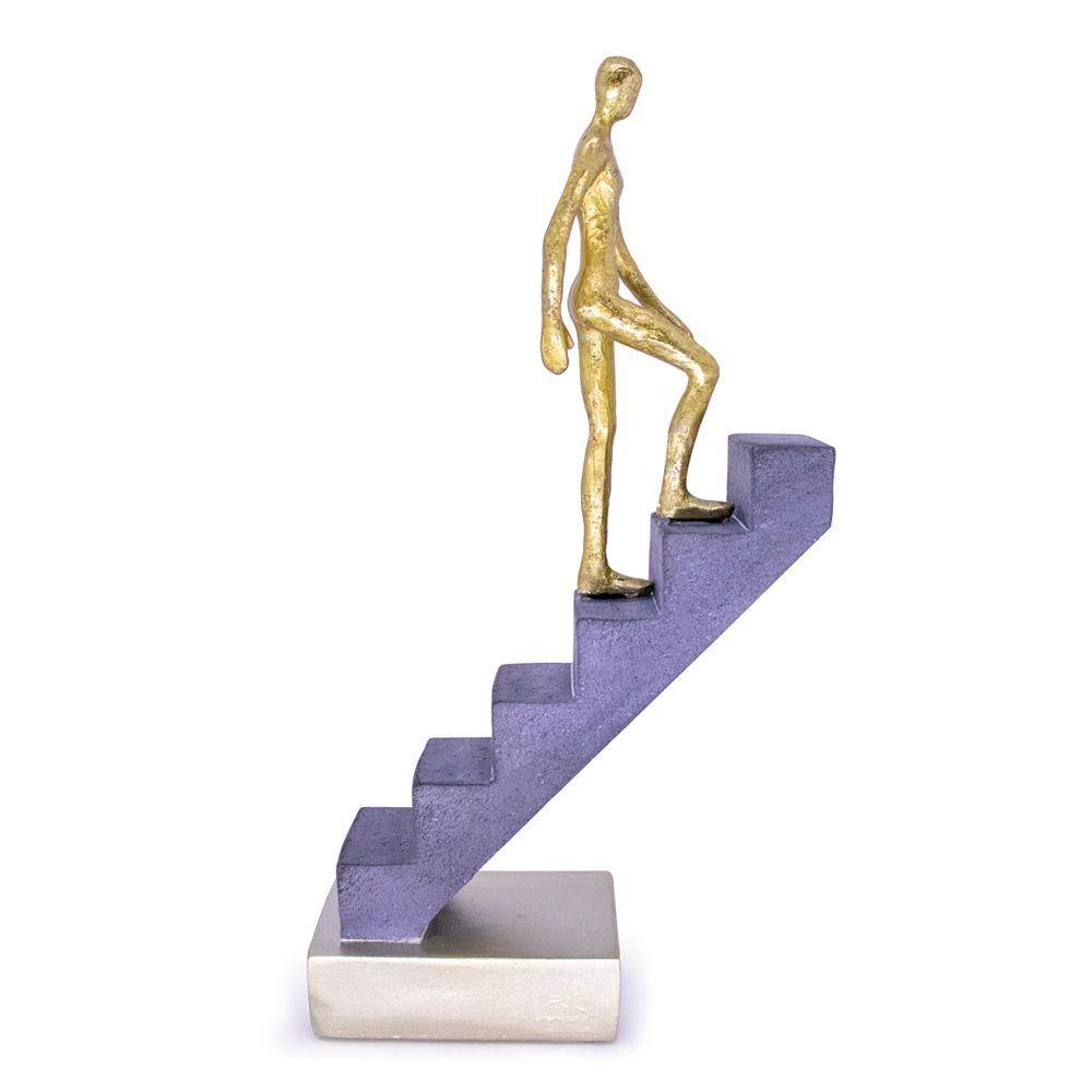 Escultura Decorativa Homem Escada Em Poliresina Dourado 16 Cm F04 - D'rossi - 5