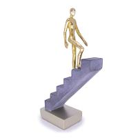 Escultura Decorativa Homem Escada Em Poliresina Dourado 16 Cm F04 - D'rossi - 1