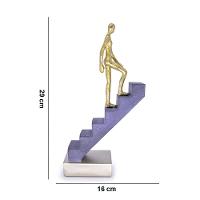 Escultura Decorativa Homem Escada Em Poliresina Dourado 16 Cm F04 - D'rossi - 2