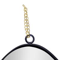 Espelho Decorativo Em Metal Preto Com Alça Corrente Dourado 36 Cm F04 - D'rossi - 3