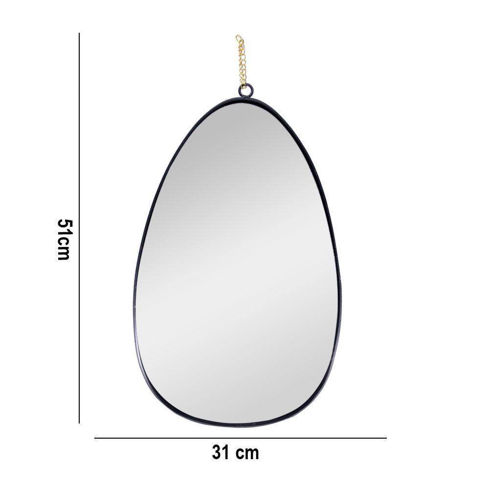 Espelho Decorativo Em Metal Preto Com Alça Corrente Dourado 31 Cm F04 - D'rossi - 2