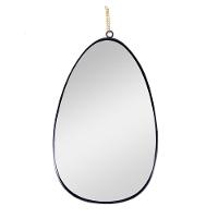 Espelho Decorativo Em Metal Preto Com Alça Corrente Dourado 31 Cm F04 - D'rossi - 1