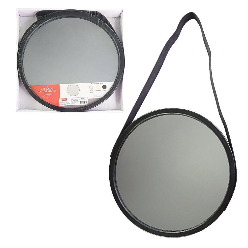 Espelho Decorativo Pequeno Redondo 33cm Preto - 2
