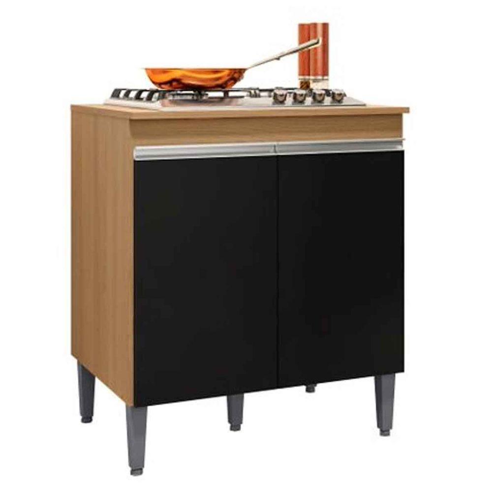Balcão Para Cooktop Adriana 2 Portas Com Tampo Amêndoa-preto - 1