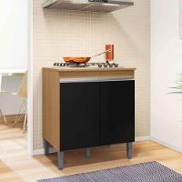 Balcão Para Cooktop Adriana 2 Portas Com Tampo Amêndoa-preto - 4