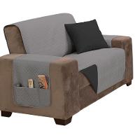 Protetor De Sofá Impermeável Dupla Face 2 Lugares Microfibra - Cinza/preto - 1