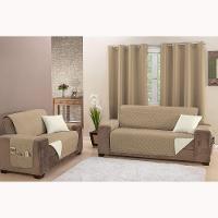 Protetor De Sofá Manu Dupla Face 2 E 3 Lugares Microfibra - Caqui/palha - 5