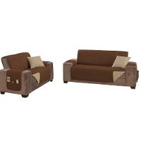 Protetor De Sofá Manu Dupla Face 2 E 3 Lugares Microfibra - Tabaco/caqui - 1