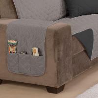 Protetor De Sofá Manu Dupla Face 2 E 3 Lugares King Microfibra - Cinza/preto - 6