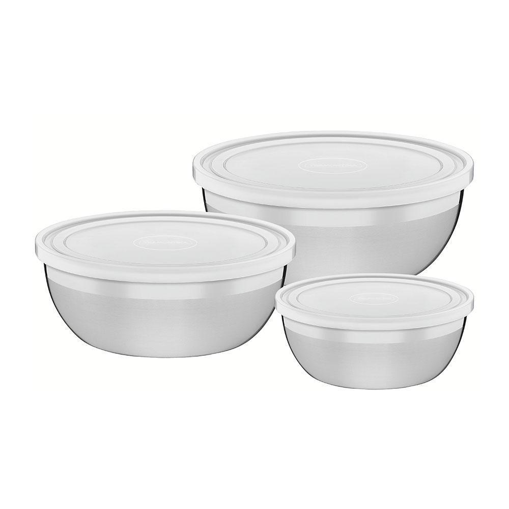 Jogo De Potes Em Aço Inox Com Tampa Plástica Freezinox 3 Peças - Tramontina 64220160 - 1