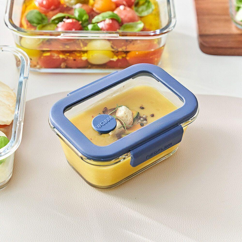 Conjunto De Potes De Vidro Hermético Retangular - Bomba Manual De Sucção A Vácuo 5 Peças Neoflam - 3