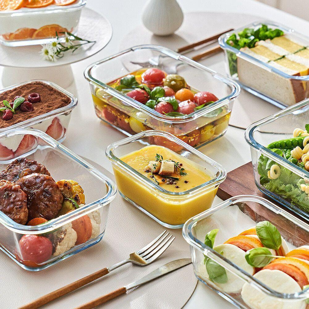 Conjunto De Potes De Vidro Hermético Retangular - Bomba Manual De Sucção A Vácuo 5 Peças Neoflam - 9