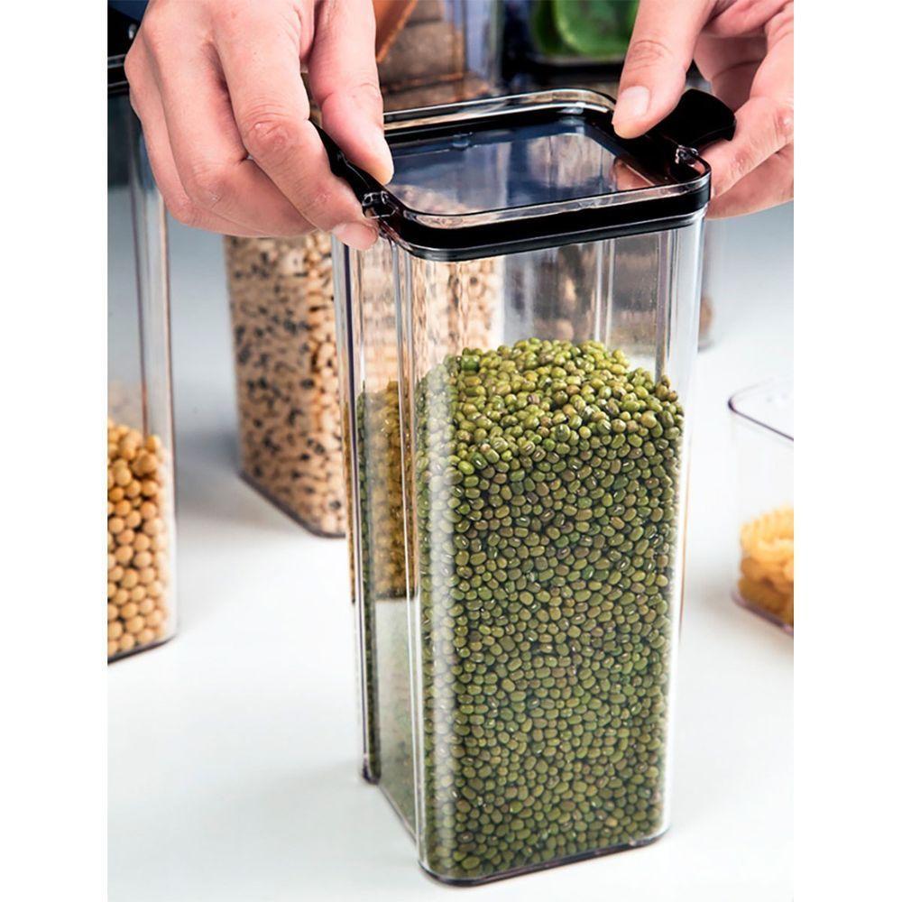 Pote Hermetico Acrilico2 Unidades Transparente Veda Tampa Com Trava Alimento Cozinha Armario - 2