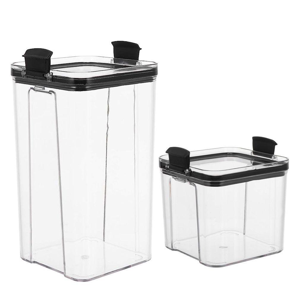 Pote Hermetico Acrilico2 Unidades Transparente Veda Tampa Com Trava Alimento Cozinha Armario - 8