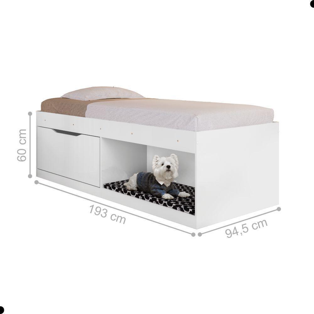 Box Solteiro 2 Prateleiras Flórida Com Kit Pet E Colchão Branco - 4